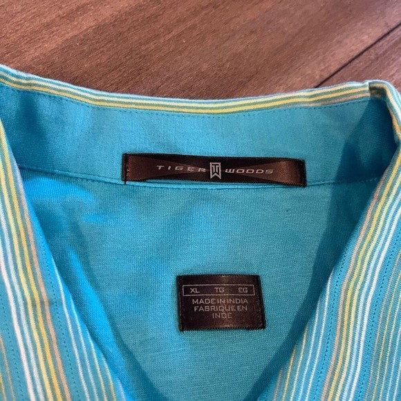 Nike Tiger Woods Stripe Athletic Workout Polo Men XL Bin E-8 - Picture 3 of 6